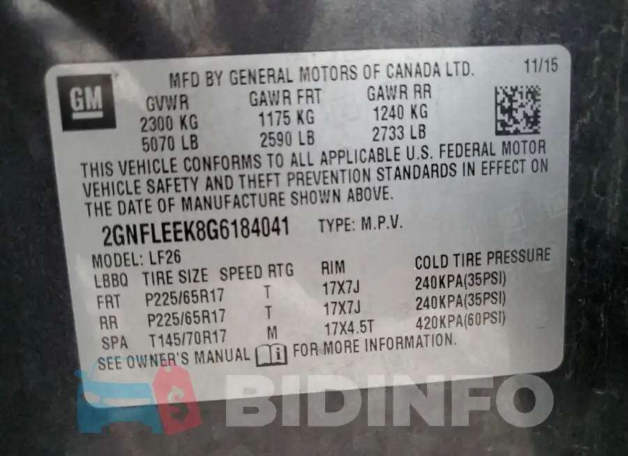 2GNFLEEK8G6184041 Photo# 13
