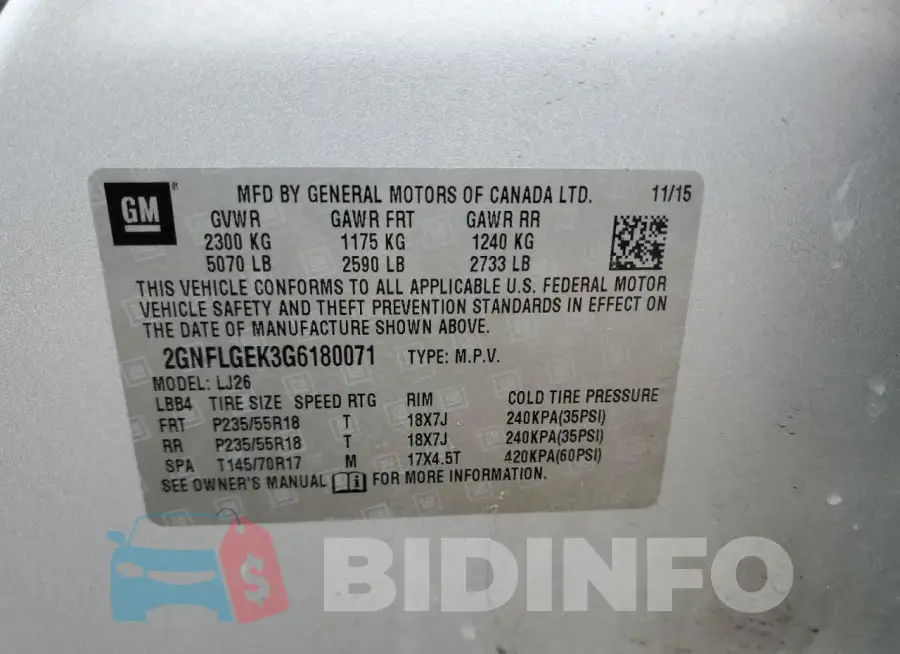 2GNFLGEK3G6180071 Photo# 14