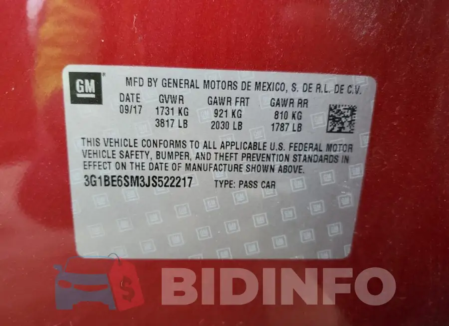 3G1BE6SM3JS522217 Photo# 13