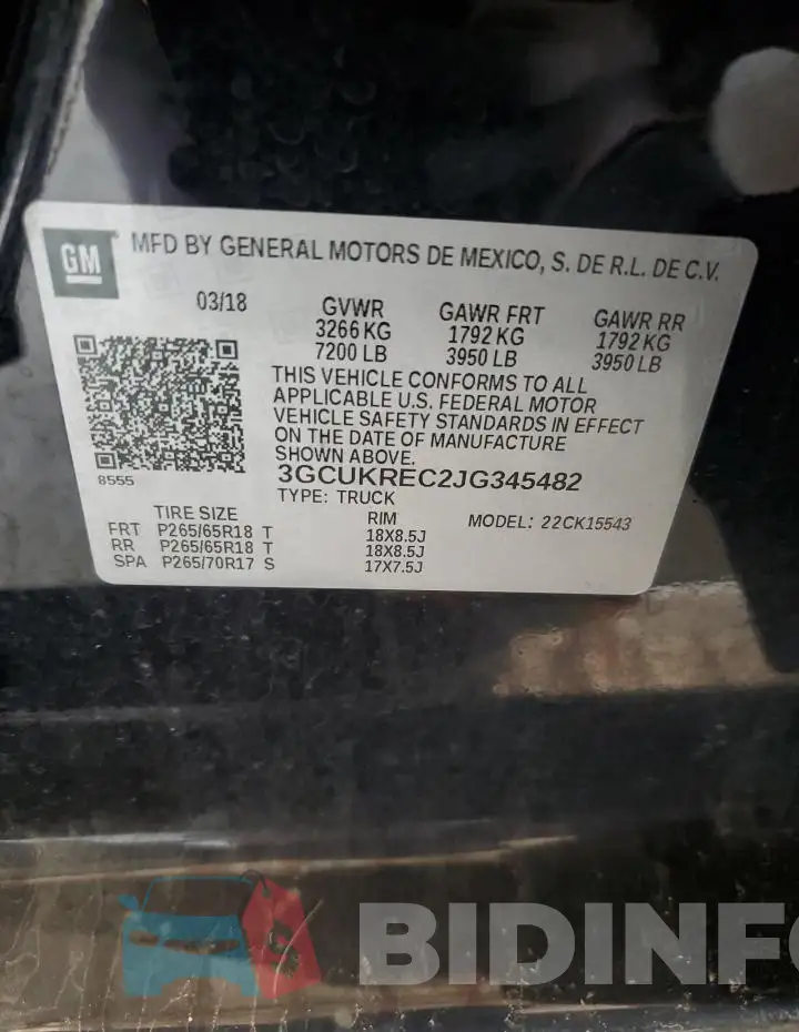 3GCUKREC2JG345482 Photo# 12