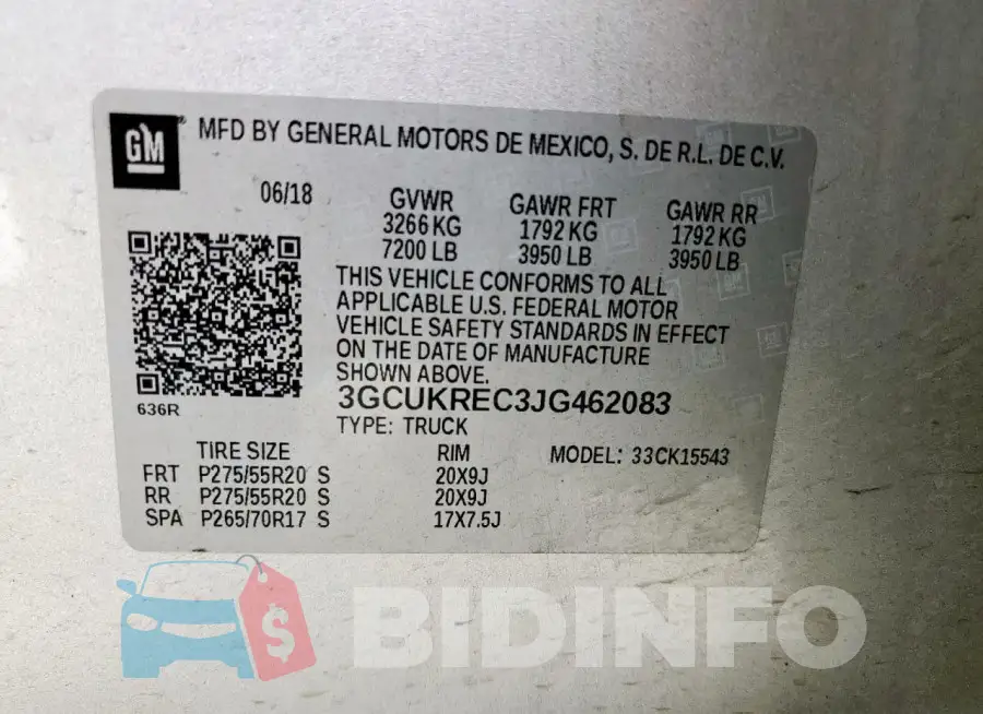 3GCUKREC3JG462083 Photo# 12