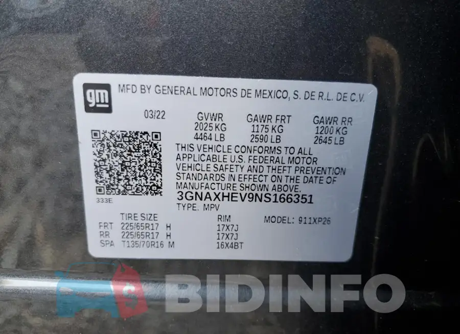 3GNAXHEV9NS166351 Photo# 13