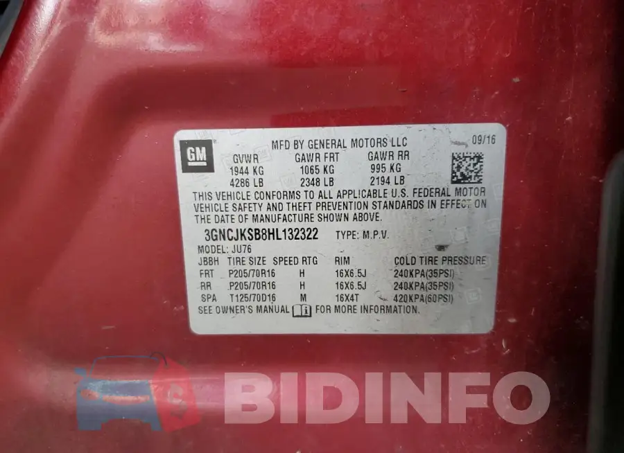 3GNCJKSB8HL132322 Photo# 12