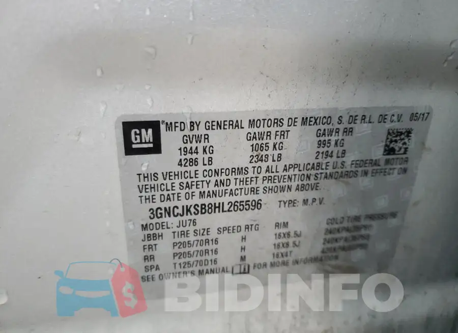 3GNCJKSB8HL265596 Photo# 12