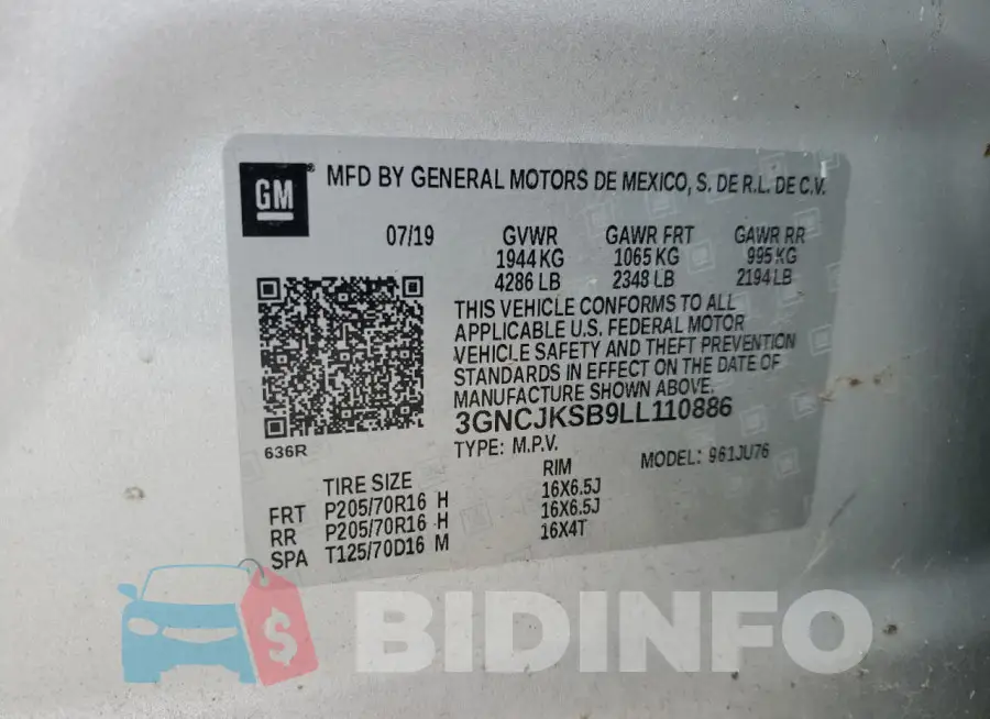 3GNCJKSB9LL110886 Photo# 13
