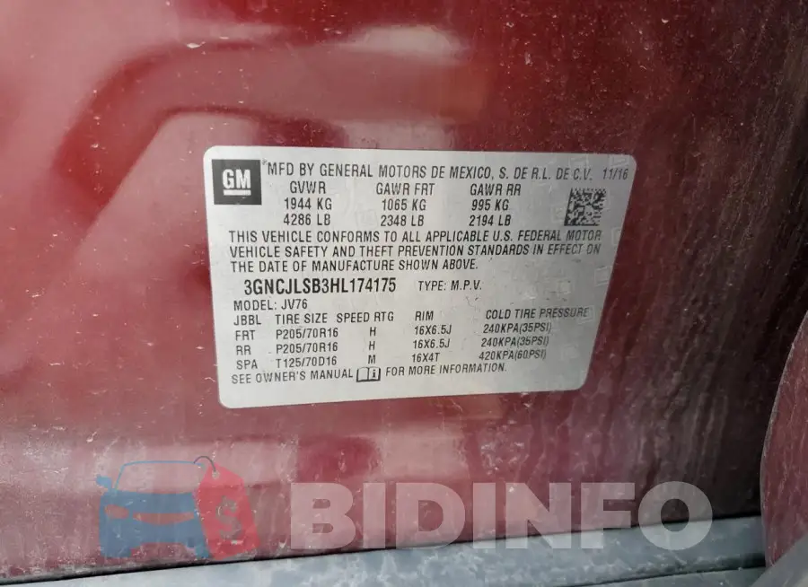 3GNCJLSB3HL174175 Photo# 13