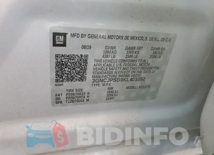 3GNCJPSB9KL401092 Photo# 13