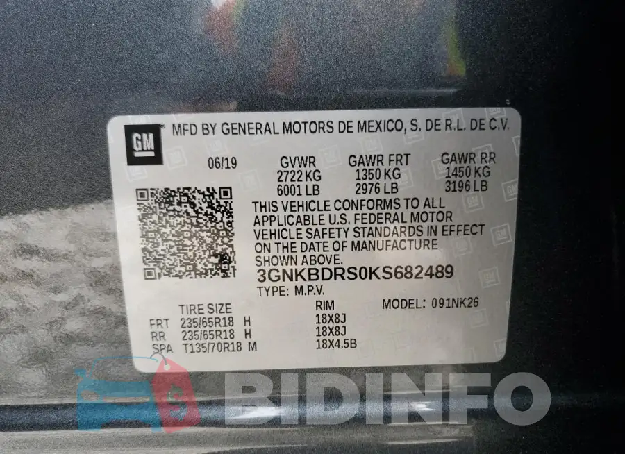 3GNKBDRS0KS682489 Photo# 13