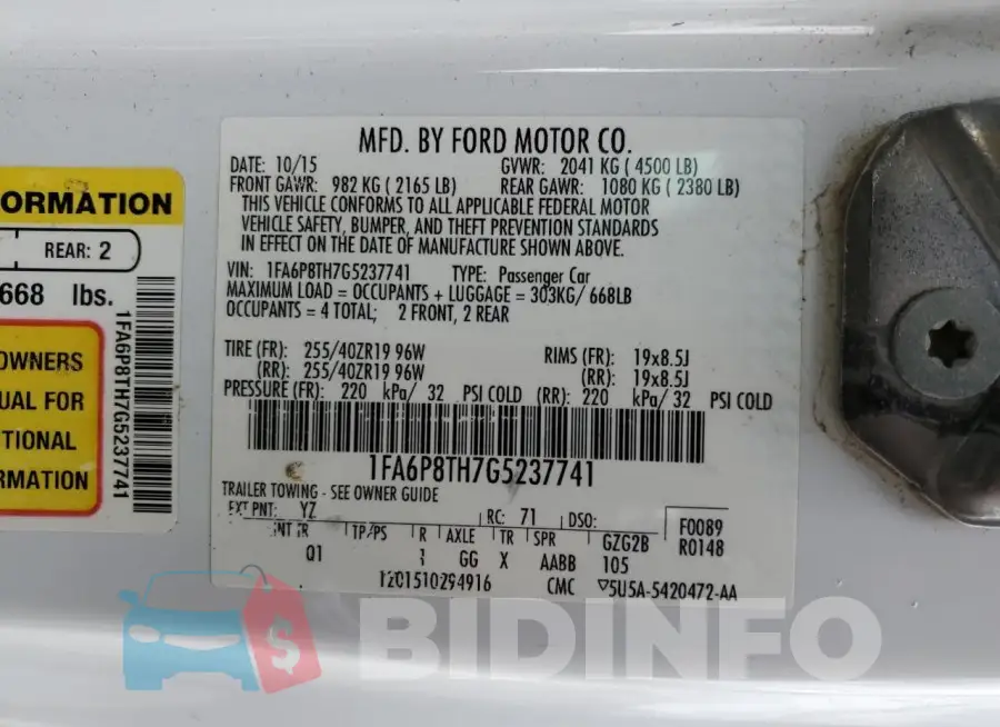1FA6P8TH7G5237741 Photo# 12