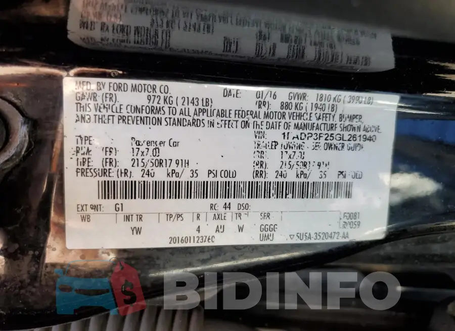 1FADP3F25GL261940 Photo# 12