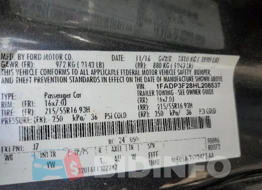 1FADP3F28HL208537 Photo# 12