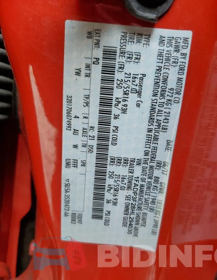 1FADP3F28HL294030 Photo# 12