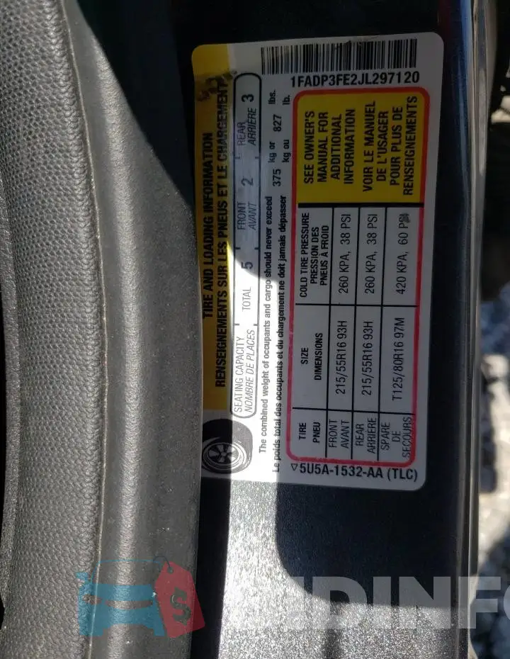 1FADP3FE2JL297120 Photo# 12