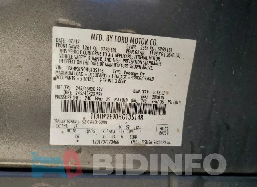 1FAHP2E90HG135148 Photo# 12