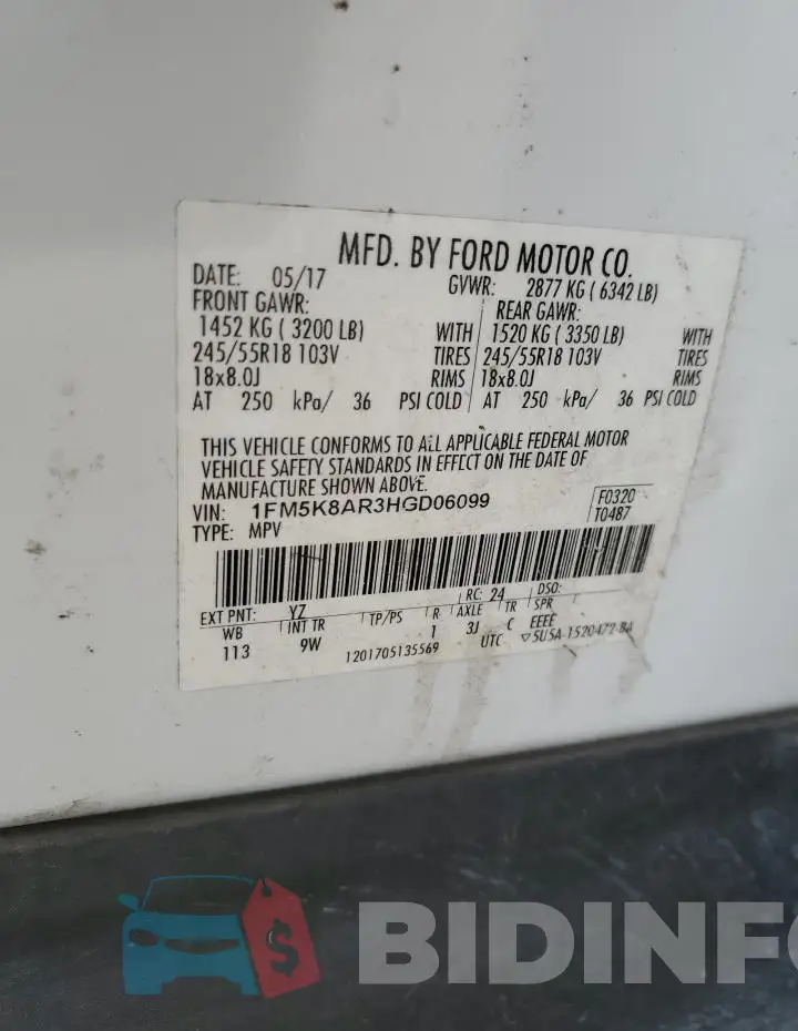 1FM5K8AR3HGD06099 Photo# 14