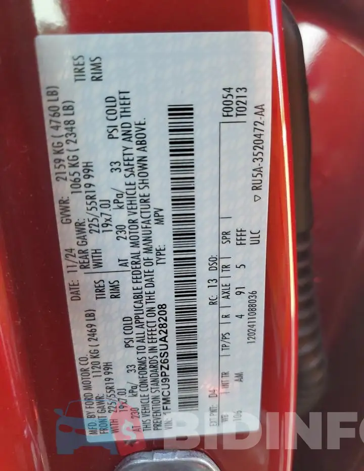 1FMCU9PZ6SUA28208 Photo# 14