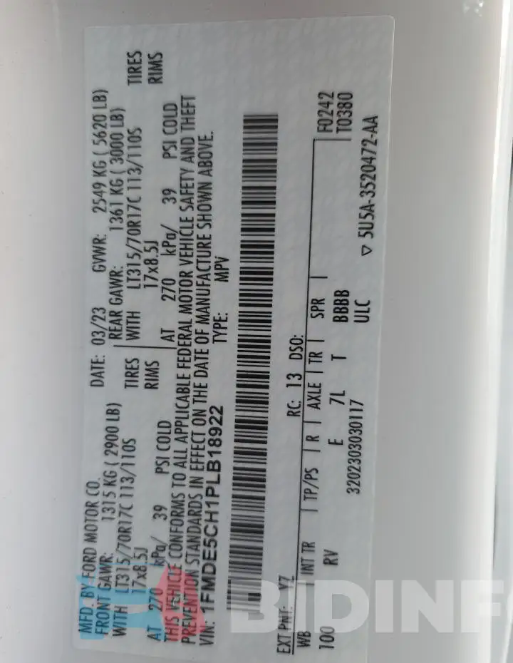 1FMDE5CH1PLB18922 Photo# 12