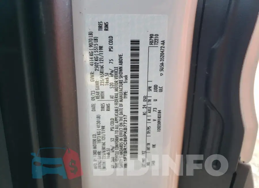 1FTBR1C86PKB77317 Photo# 14