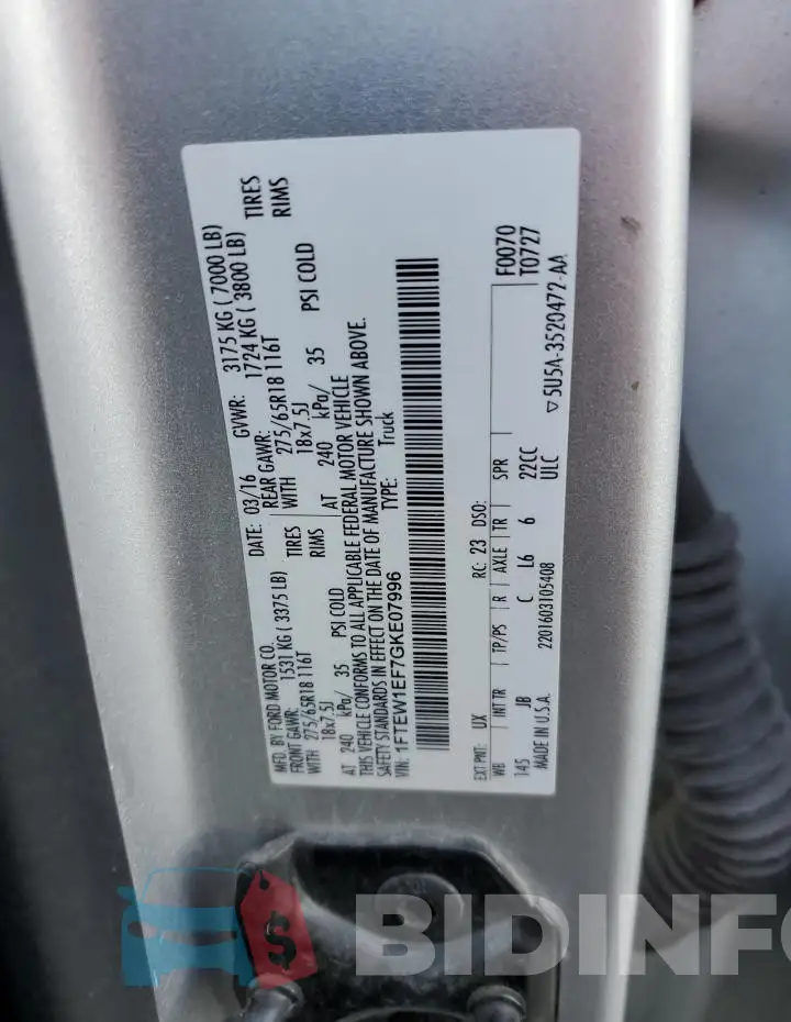 1FTEW1EF7GKE07996 Photo# 12