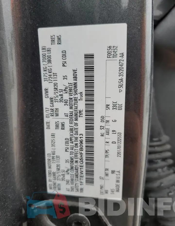 1FTEW1EG5HFB09613 Photo# 12