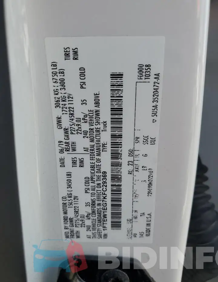 1FTEW1EG7KFC29369 Photo# 12