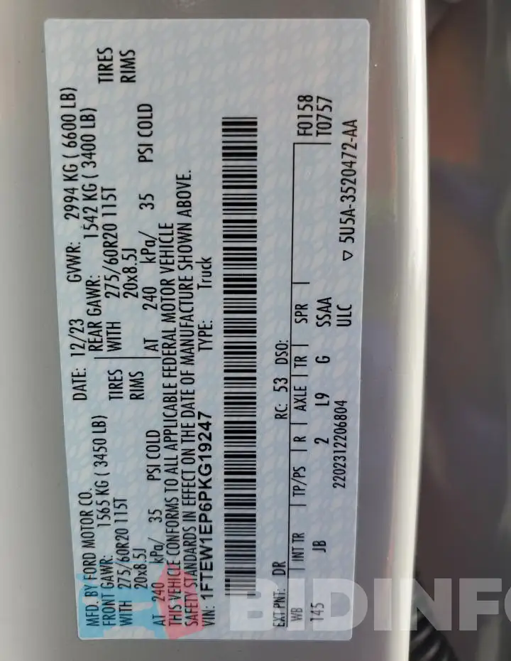 1FTEW1EP6PKG19247 Photo# 12
