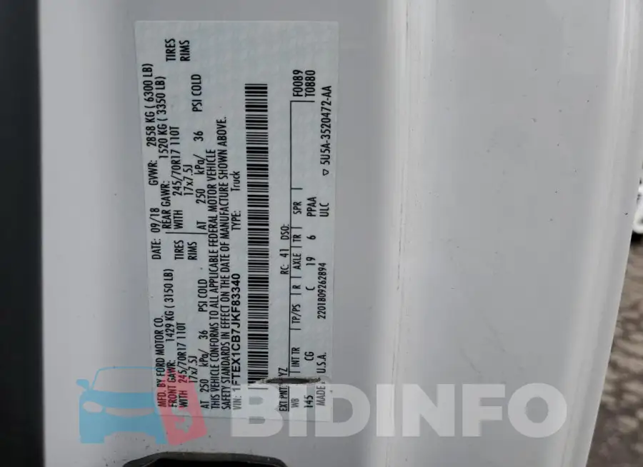 1FTEX1CB7JKF83340 Photo# 12