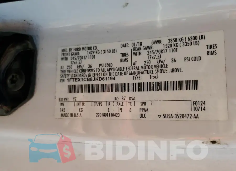 1FTEX1CB8JKD61194 Photo# 12
