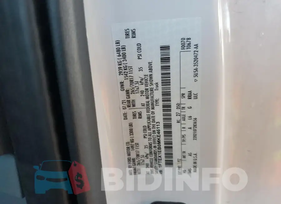 1FTEX1EB0MKE46113 Photo# 12