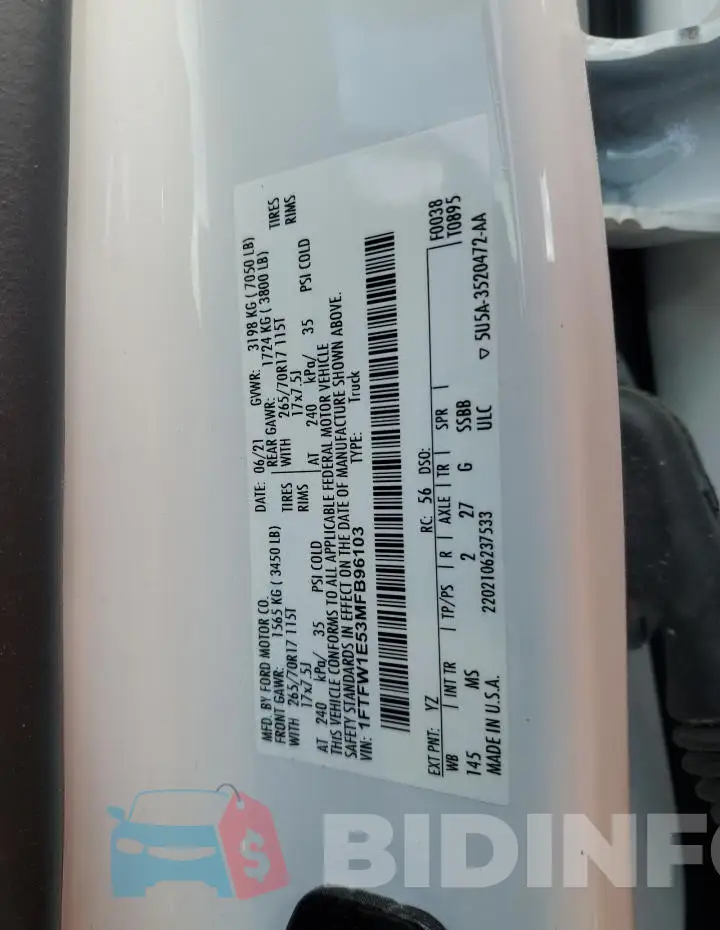 1FTFW1E53MFB96103 Photo# 12