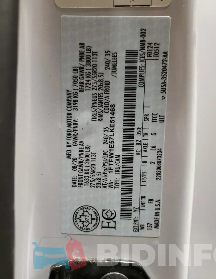 1FTFW1E57LKE51468 Photo# 13