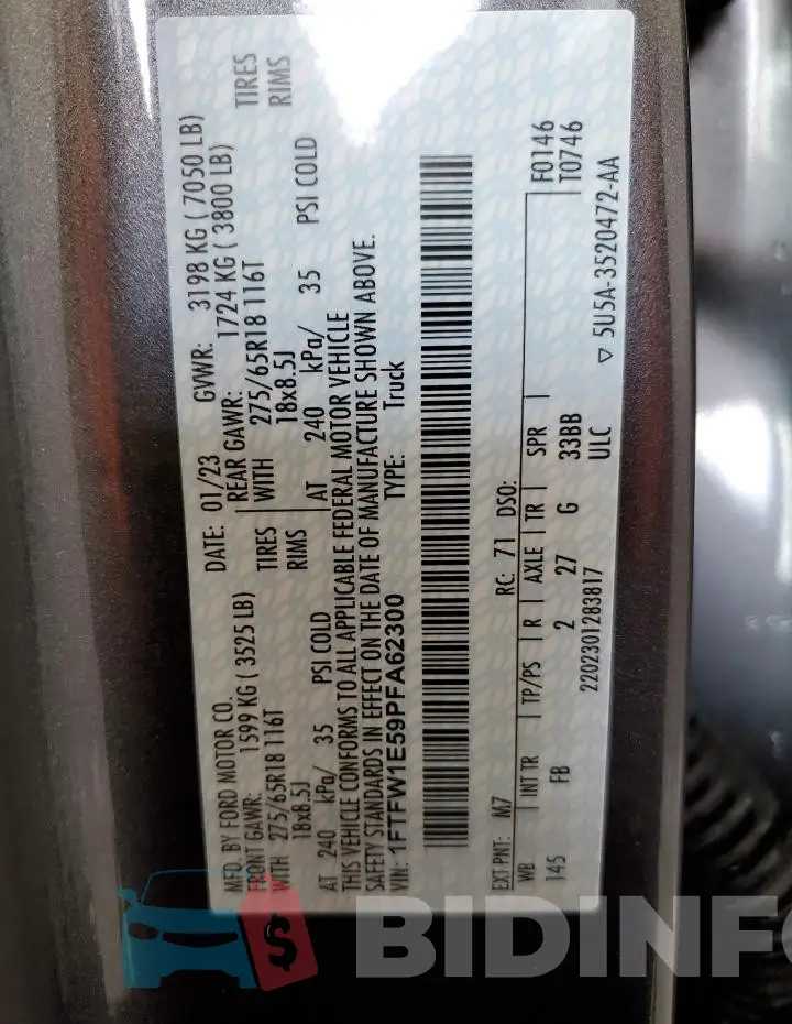 1FTFW1E59PFA62300 Photo# 14