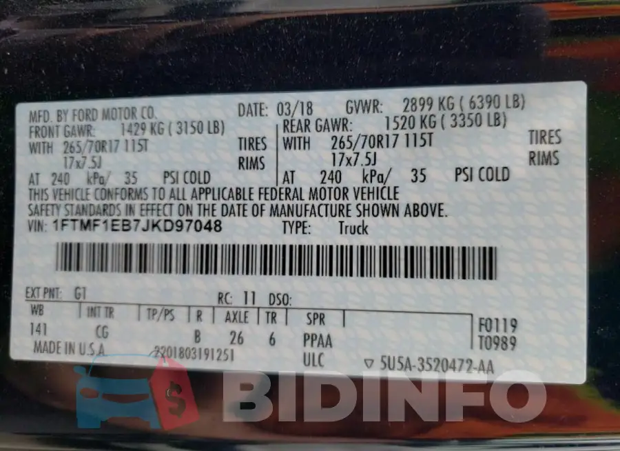 1FTMF1EB7JKD97048 Photo# 12