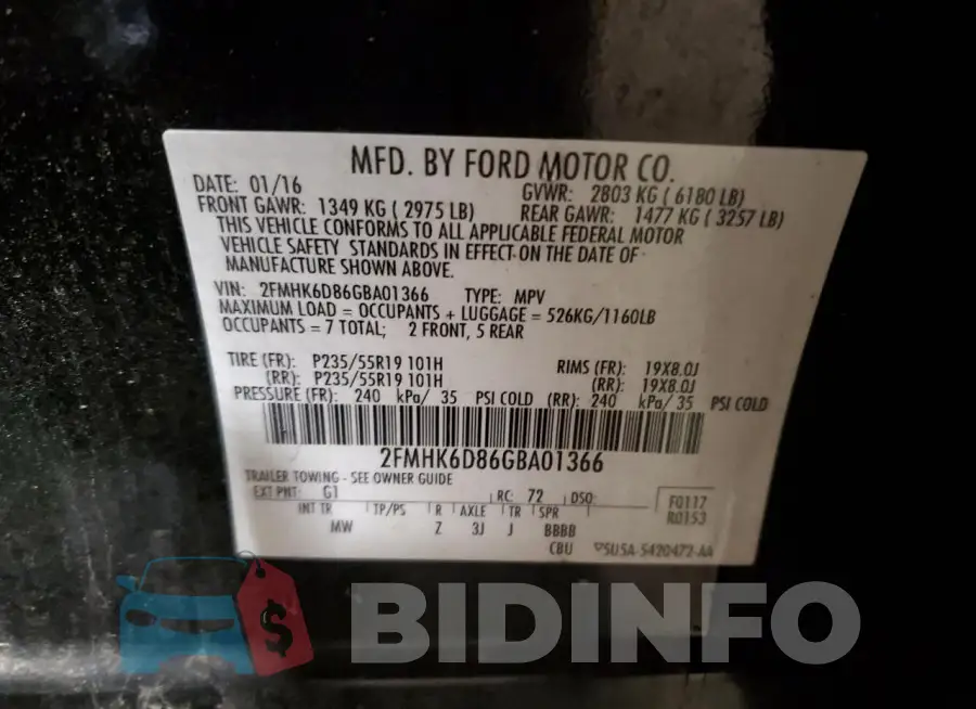 2FMHK6D86GBA01366 Photo# 13