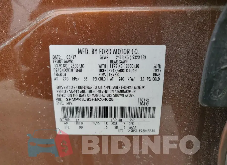 2FMPK3J93HBC04028 Photo# 14