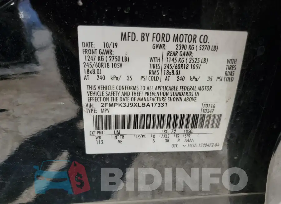 2FMPK3J9XLBA17331 Photo# 13