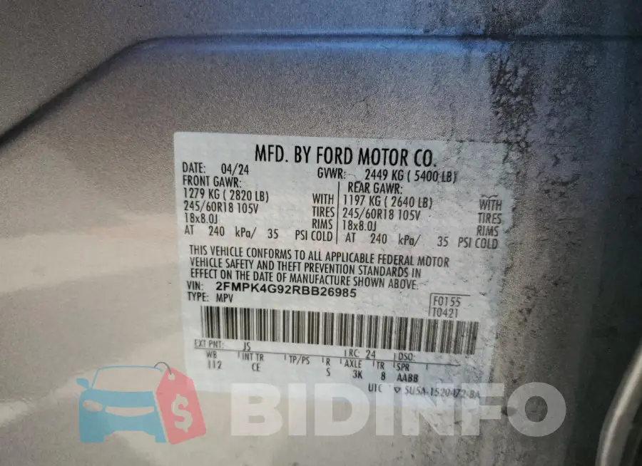2FMPK4G92RBB26985 Photo# 13