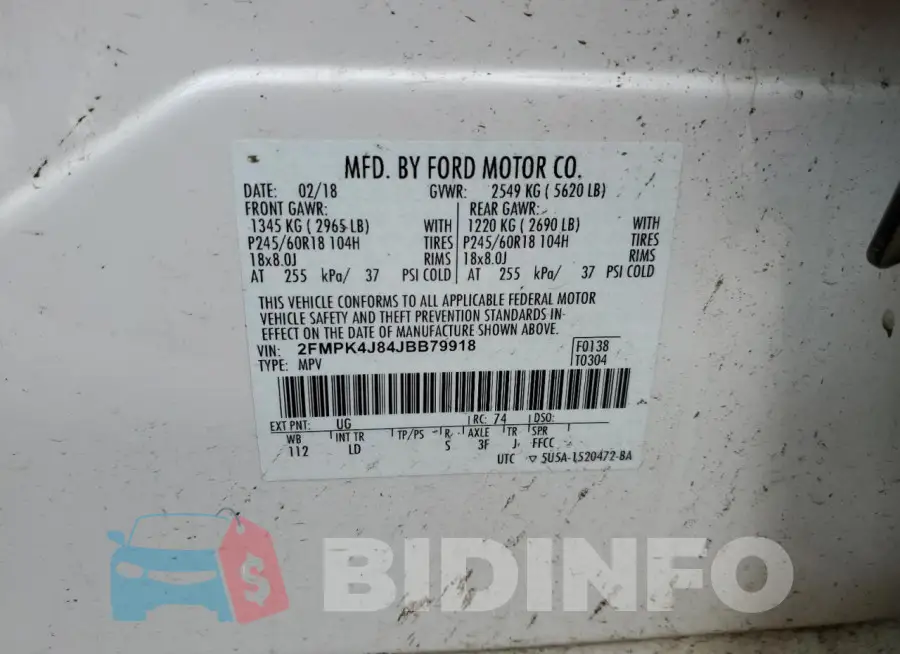 2FMPK4J84JBB79918 Photo# 12