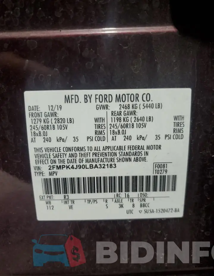 2FMPK4J90LBA32183 Photo# 14