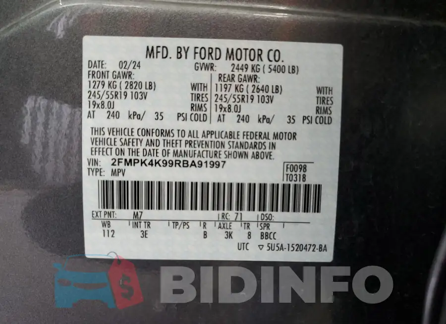 2FMPK4K99RBA91997 Photo# 14