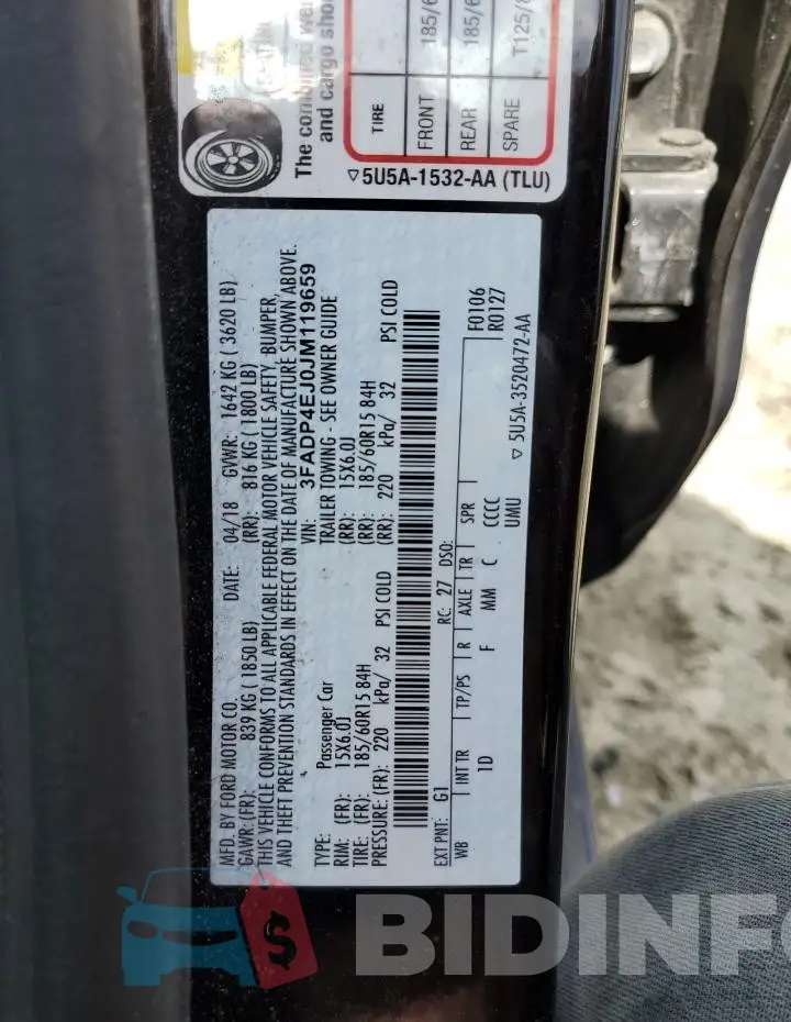 3FADP4EJ0JM119659 Photo# 12