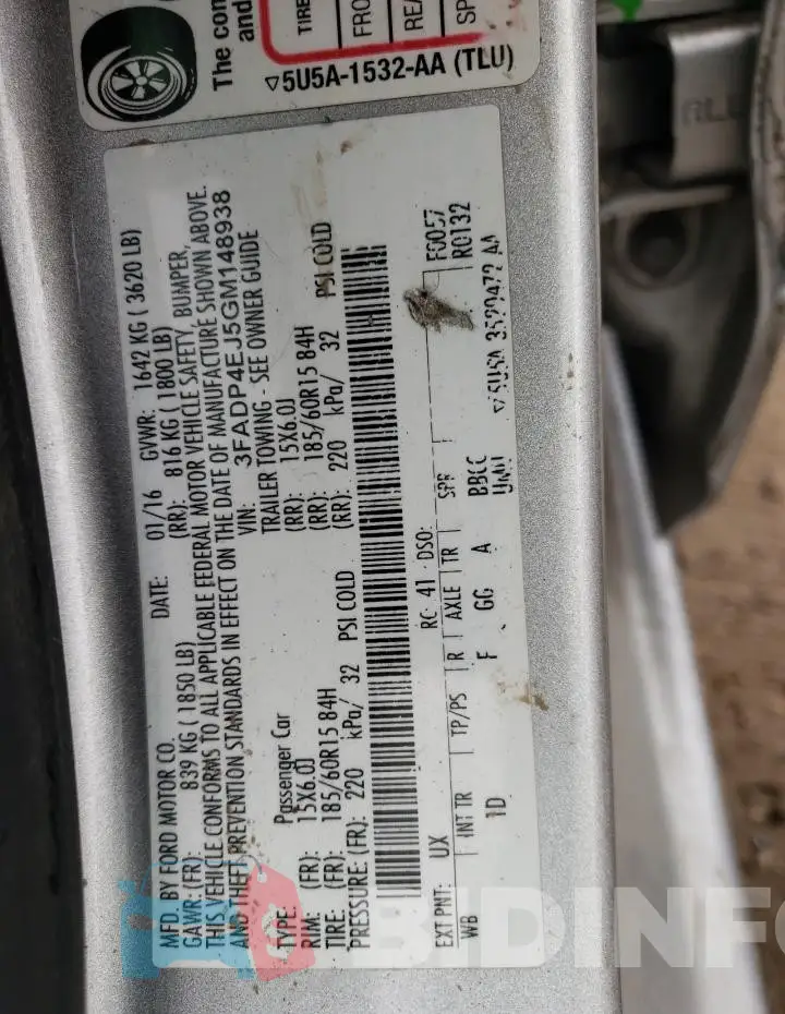 3FADP4EJ5GM148938 Photo# 13