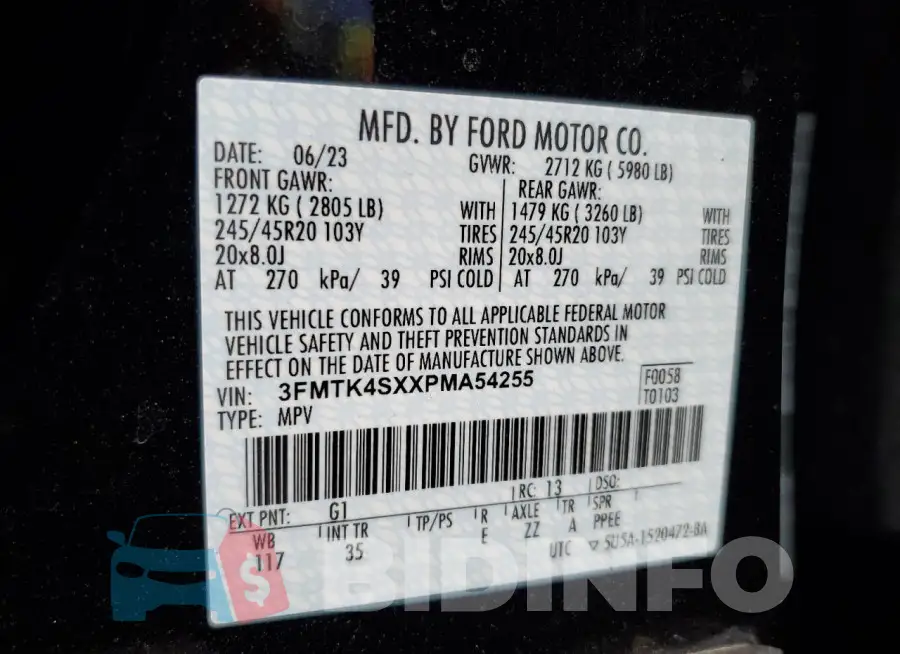 3FMTK4SXXPMA54255 Photo# 13