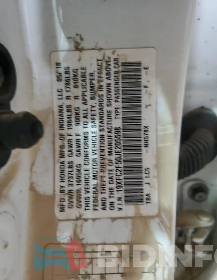 19XFC2F50JE205598 Photo# 12