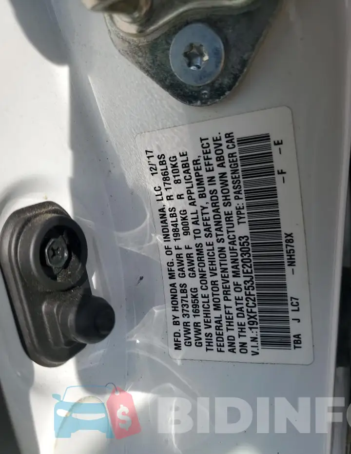 19XFC2F53JE203053 Photo# 12