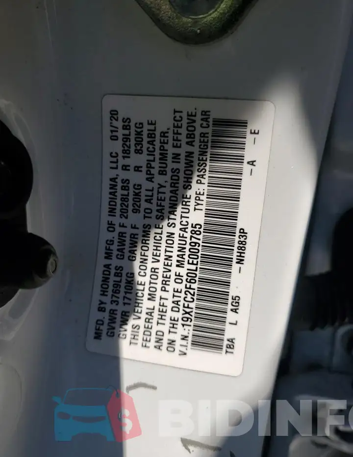 19XFC2F60LE009785 Photo# 12