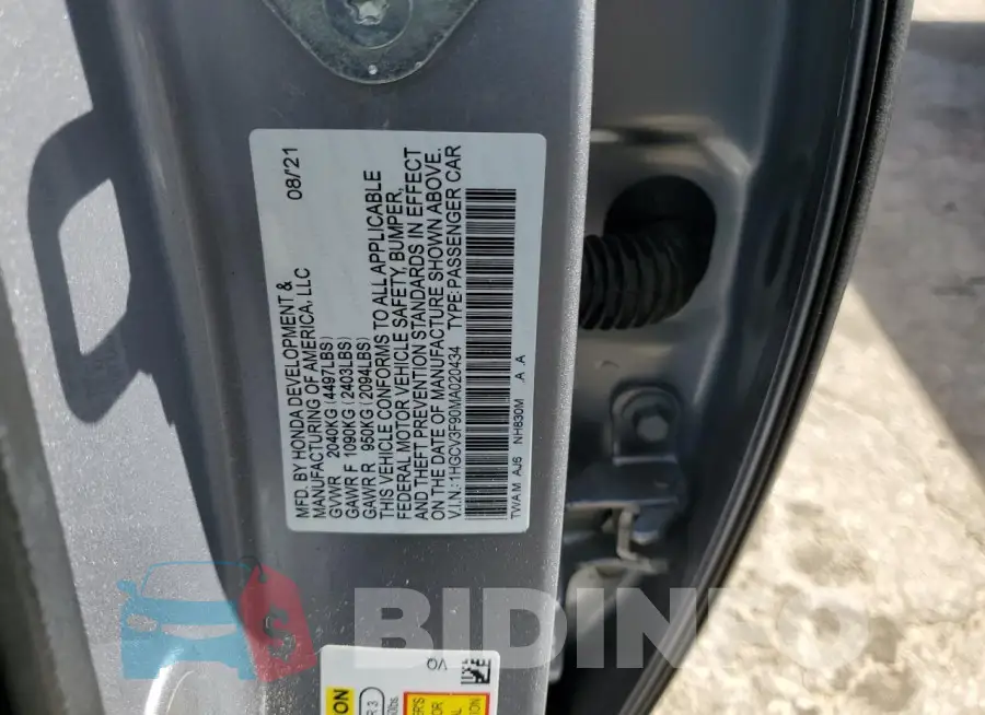 1HGCV3F90MA020434 Photo# 12