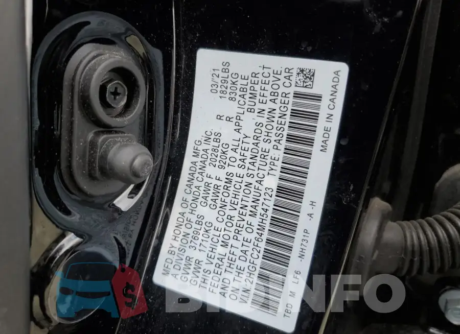 2HGFC2F64MH547123 Photo# 12