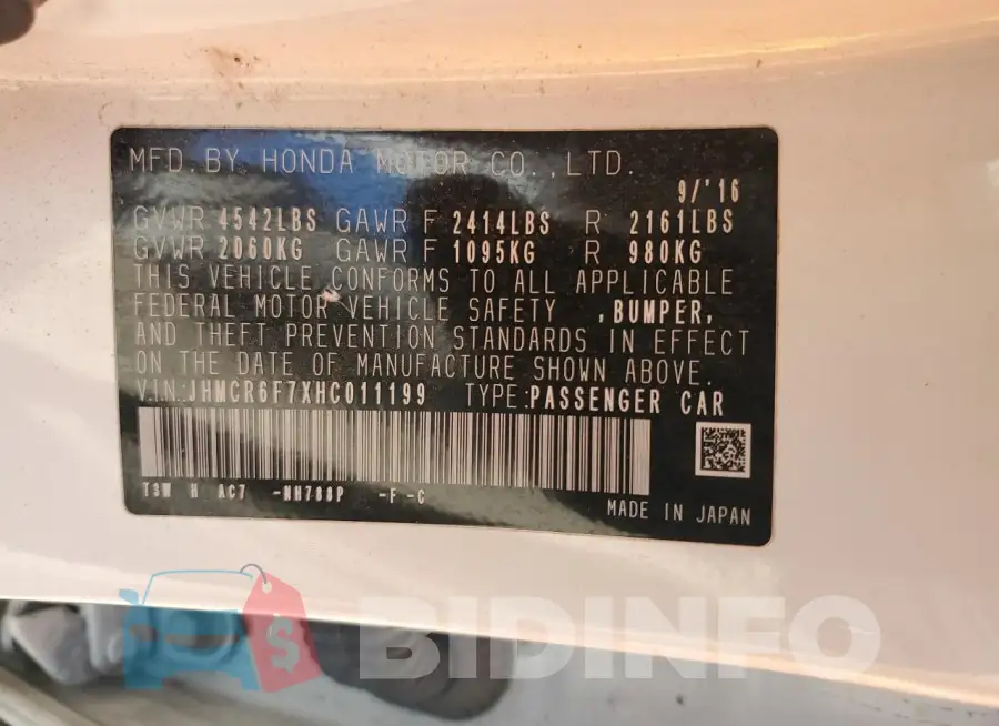 JHMCR6F7XHC011199 Photo# 12