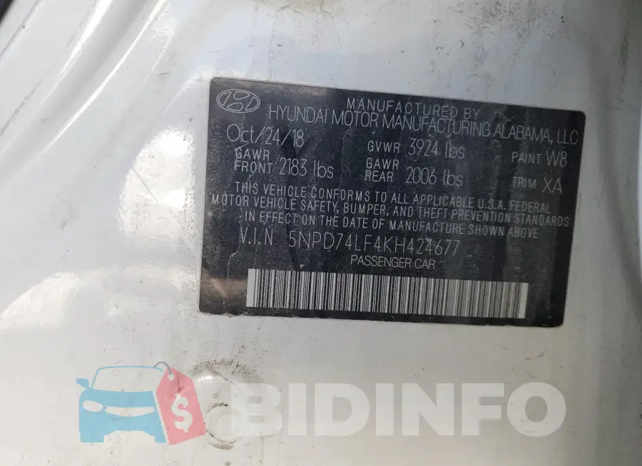 5NPD74LF4KH424677 Photo# 12